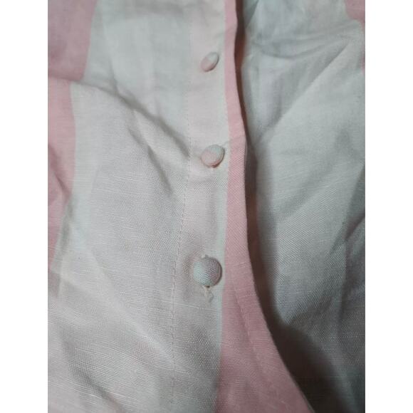 New Women's Frankie + Dash Size 12 Striped Pink Button Up Crop Top - Picture 4 of 6
